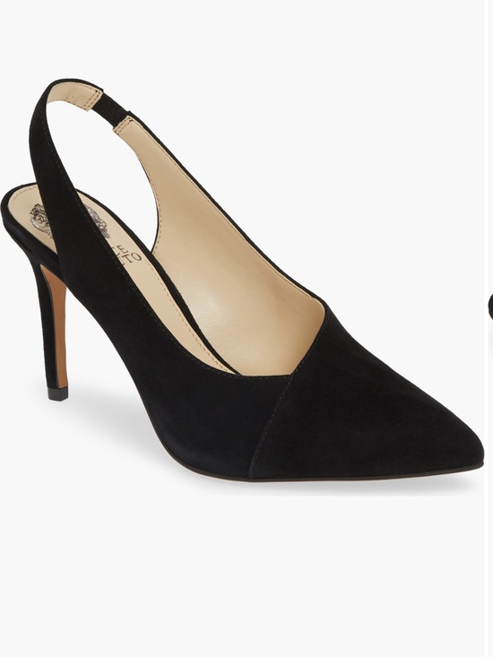 Vince Camuto Shoes - Vince Camuto Black Suede Alleema Slingback Pointed-Toe Pumps